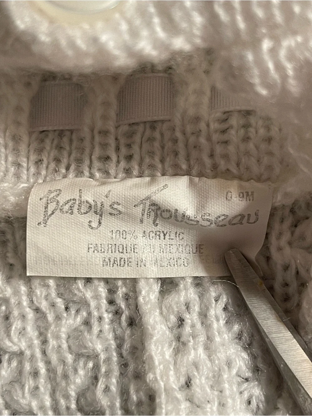Vintage Handmade Crochet Baby Gown Size 0-9mo
